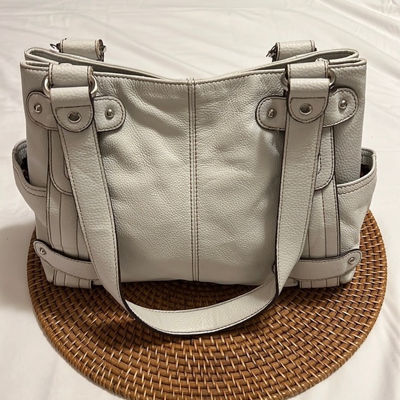 Tiganello Taupe Color Leather Satchel - Picture 1 of 11